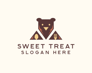 Bear Food Utensils logo design