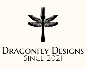 Dragonfly Wing Fork  logo design