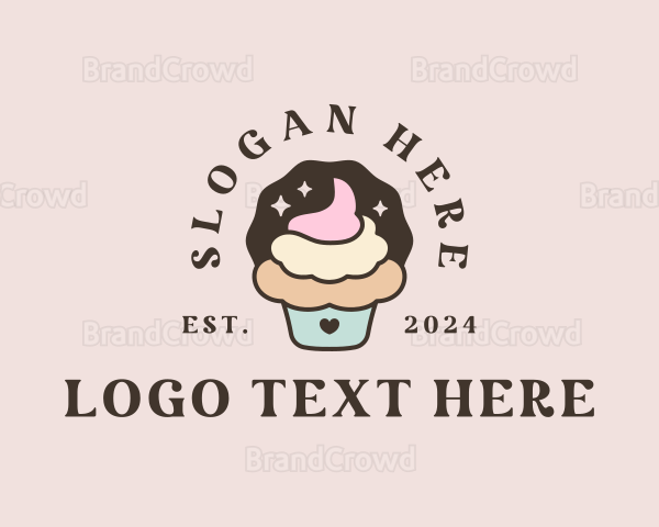 Cute Icing Cupcake Logo