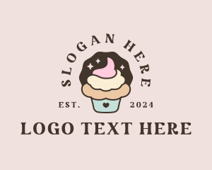 Pink Cake - Cute Icing Cupcake logo design