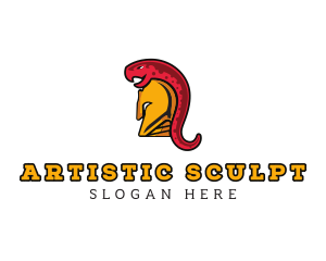 Spartan Helmet Snake logo design