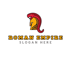 Roman - Spartan Helmet Snake logo design