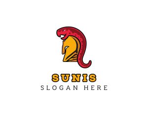 Spartan Helmet Snake logo design