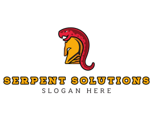 Spartan Helmet Snake logo design