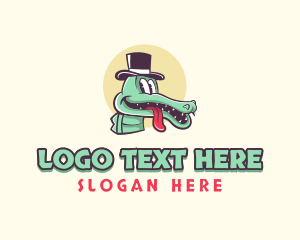 Tongue - Alligator Top Hat Cartoon logo design