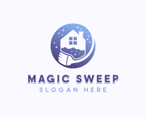 Broom Cleaner Housekeeper logo design