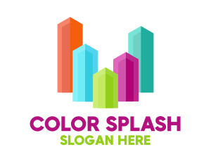 Colorful Glass Buildings Skyline logo design