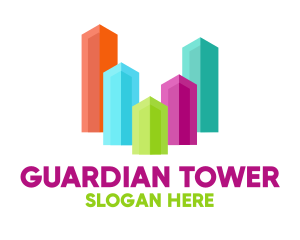 Colorful Glass Buildings Skyline logo design