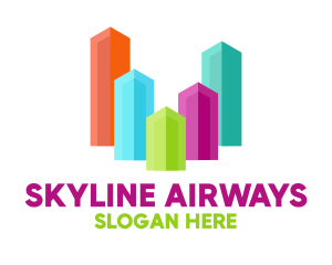 Colorful Glass Buildings Skyline logo design