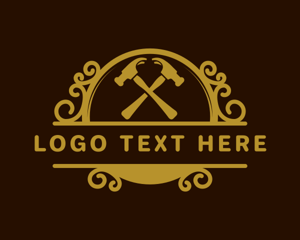 Badge - Ornamental Carpentry Hammer logo design