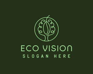 Green Minimalist Tree  logo design