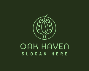 Green Minimalist Tree  logo design