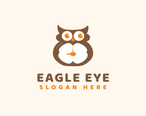 Bird Owl Clock logo design