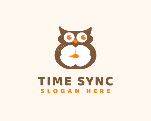 Bird Owl Clock logo design