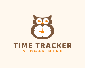 Bird Owl Clock logo design