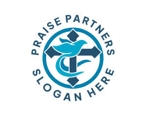 Praise - Christian Cross Dove logo design