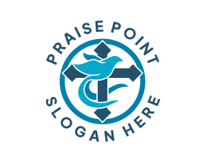 Praise - Christian Cross Dove logo design
