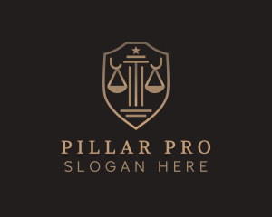 Pillar Star Justice Scale logo design