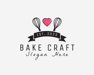 Bakeware - Heart Bakery Whisk logo design