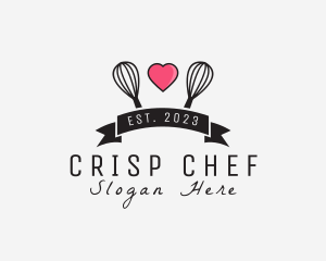 Heart Bakery Whisk  logo design