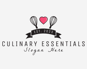 Heart Bakery Whisk  logo design