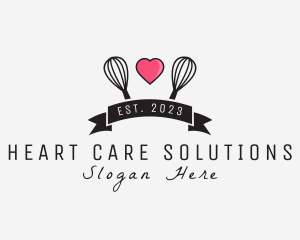 Heart Bakery Whisk  logo design