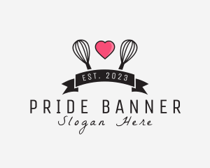 Heart Bakery Whisk  logo design