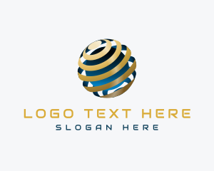 Corporation - Gold Abstract Globe logo design
