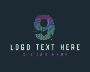 Modern Glitch Number 9 logo design