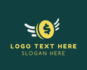 Earn - Money Dollar Coin Wings logo design