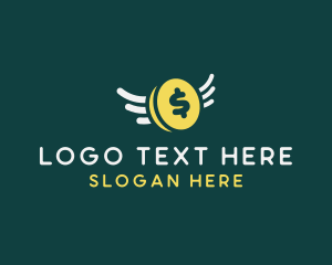 Dollar - Money Dollar Coin Wings logo design