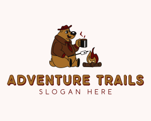 Bear Campfire Camping logo design