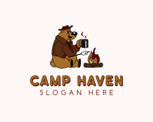 Bear Campfire Camping logo design