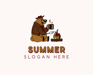 Bear Campfire Camping logo design