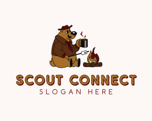 Bear Campfire Camping logo design