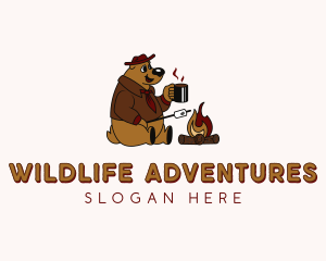 Bear Campfire Camping logo design