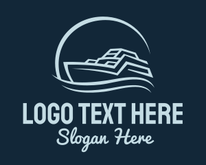 Fishing Vessel - Blue Sailing Ferry logo design