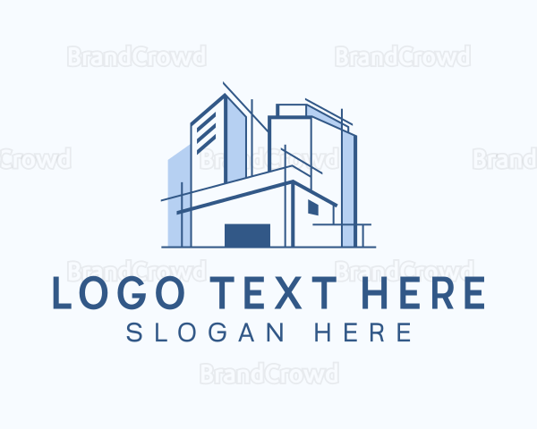 Blue Building Architect Logo