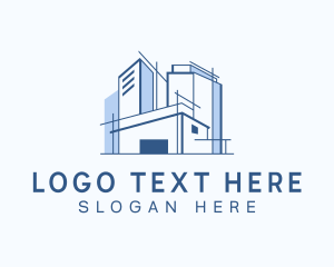 Property Developer - Blue Building Architect logo design