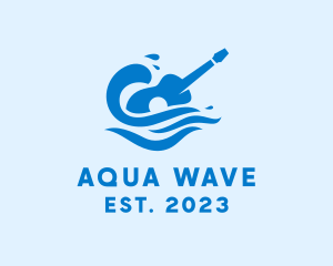 Wave Guitar Instrument logo design