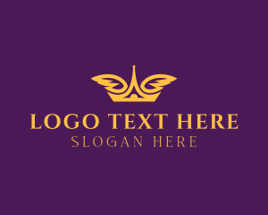 Golden - Elegant Crown Wings logo design