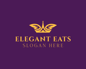 Elegant Crown Wings logo design