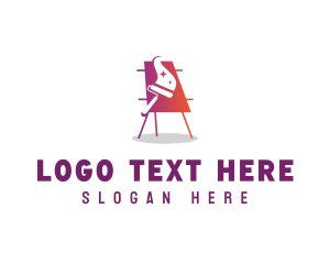 Paint Roller - Easel Canvas Painting logo design