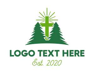 Forest - Forest Retreat Cross logo design