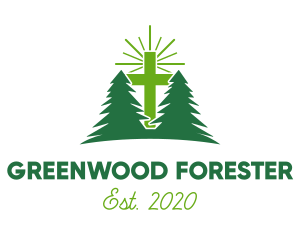 Forest Retreat Cross logo design