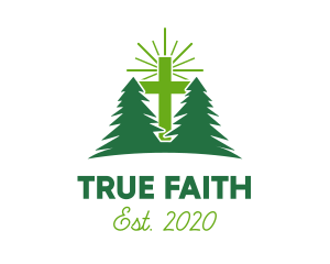 Belief - Forest Retreat Cross logo design