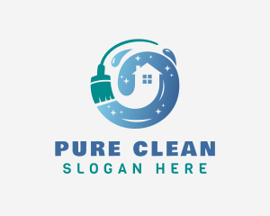 Gradient Broom Cleaning logo design