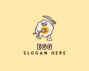 Egg Cutlery Cartoon logo design