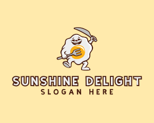 Sunny Side Up - Egg Cutlery Cartoon logo design