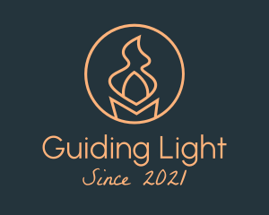 Orange Candle Torch logo design